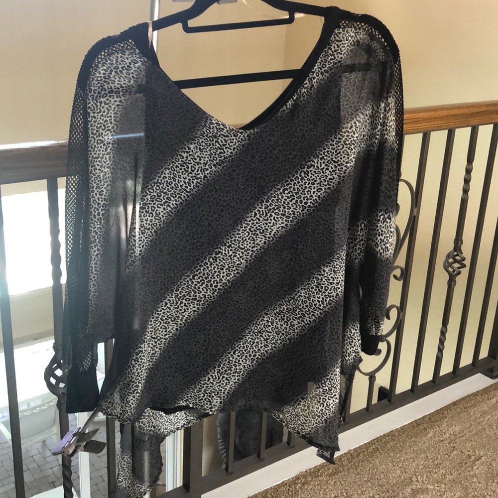 Democracy sheer animal print tunic